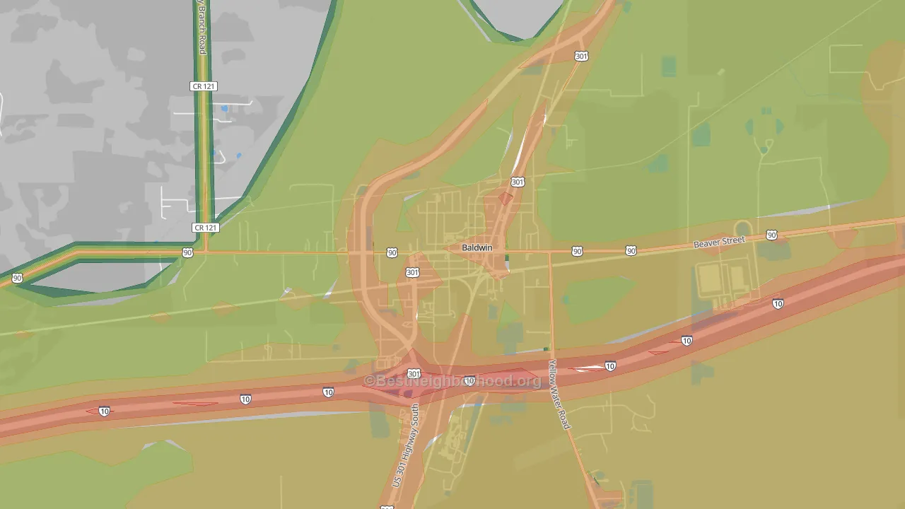 Baldwin, FL Map of Noise Levels in Baldwin
