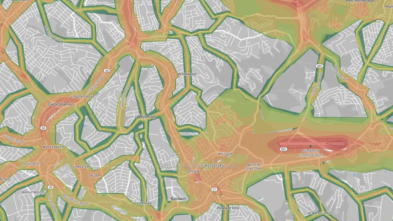 Baldwin, PA Map of Noise Levels in Baldwin