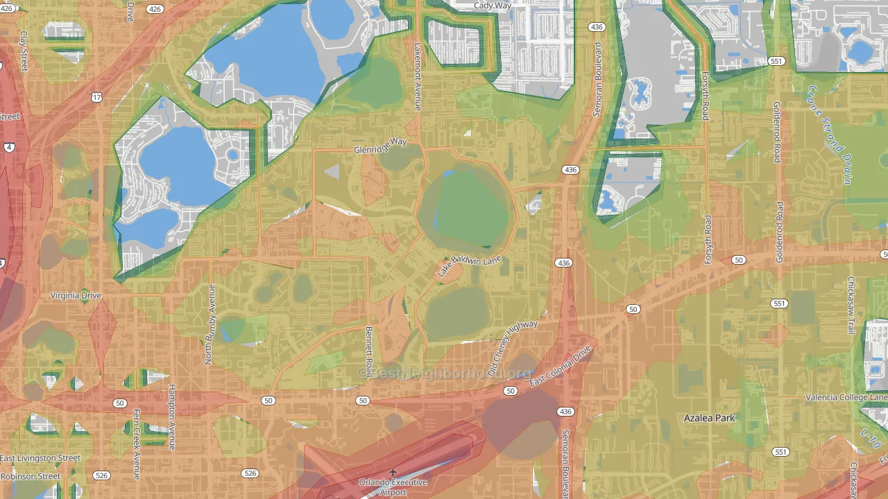 Baldwin Park, Orlando, FL Map of Noise Levels in Baldwin Park
