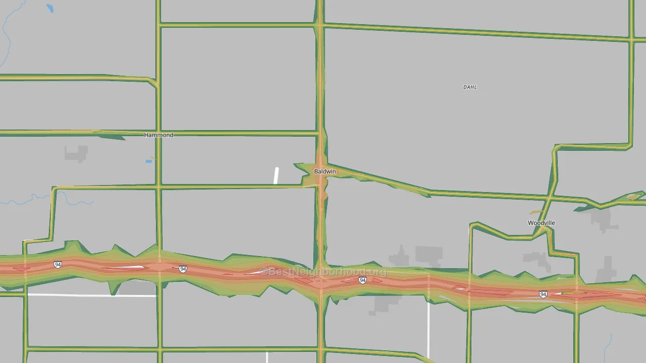 Baldwin, WI Map of Noise Levels in Baldwin