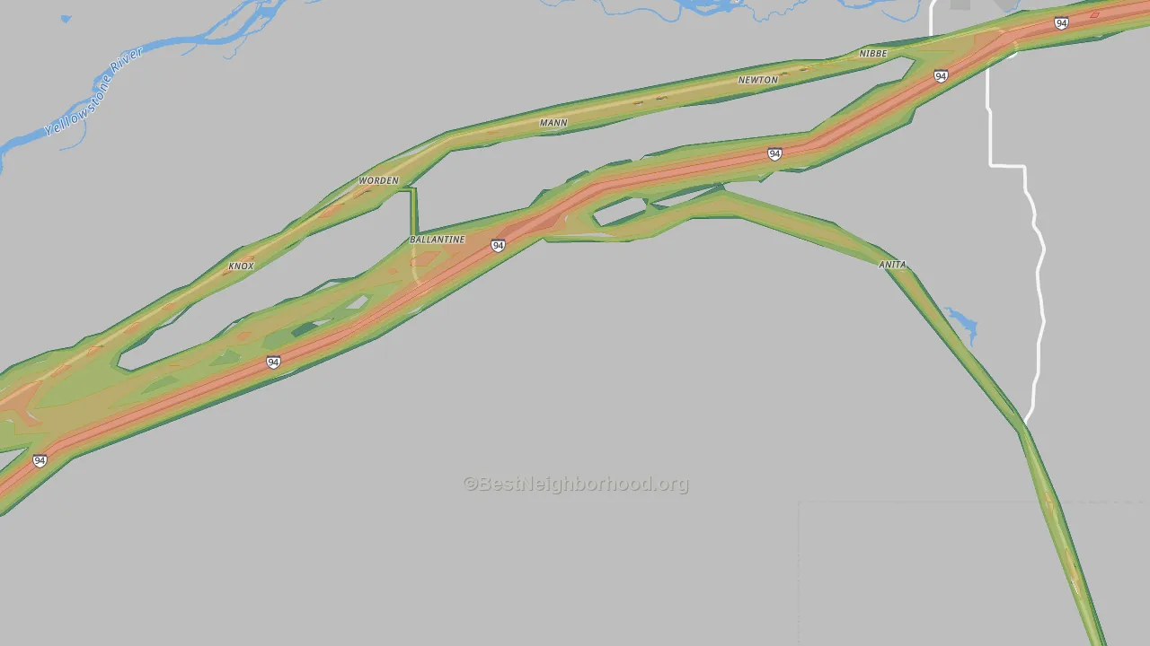 Ballantine, MT Map of Noise Levels in Ballantine