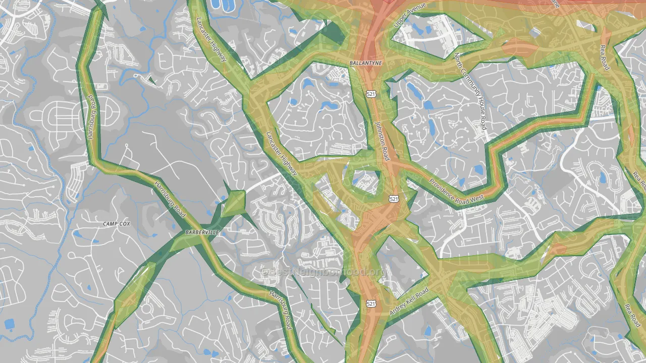 Ballantyne West, Charlotte, NC Map of Noise Levels in Ballantyne West