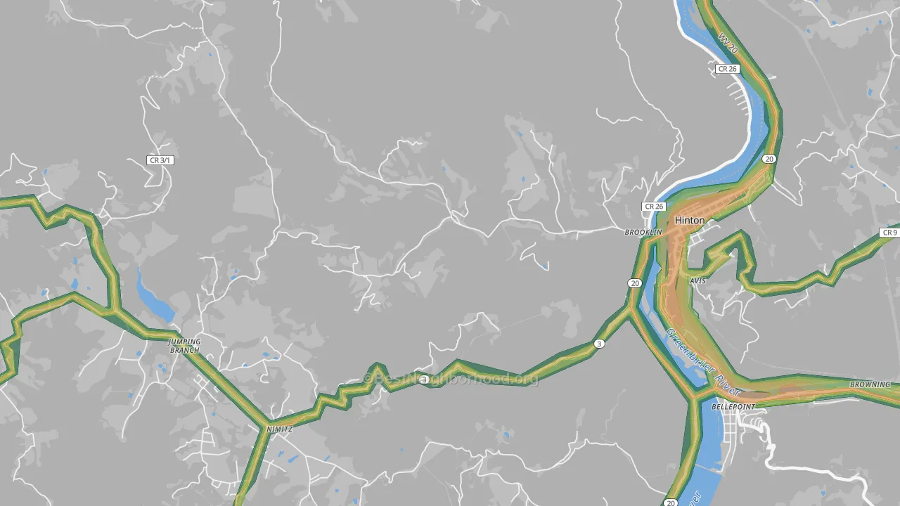 Ballengee, WV Map of Noise Levels in Ballengee