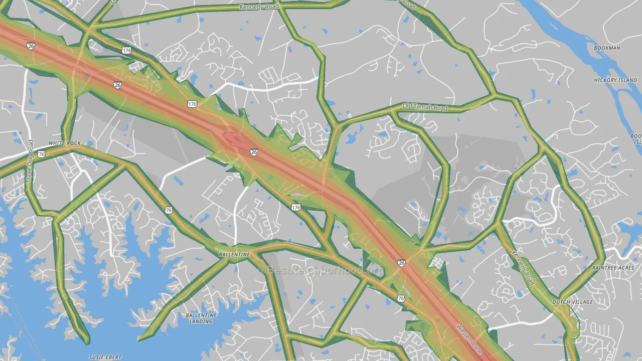 Ballentine, SC Map of Noise Levels in Ballentine