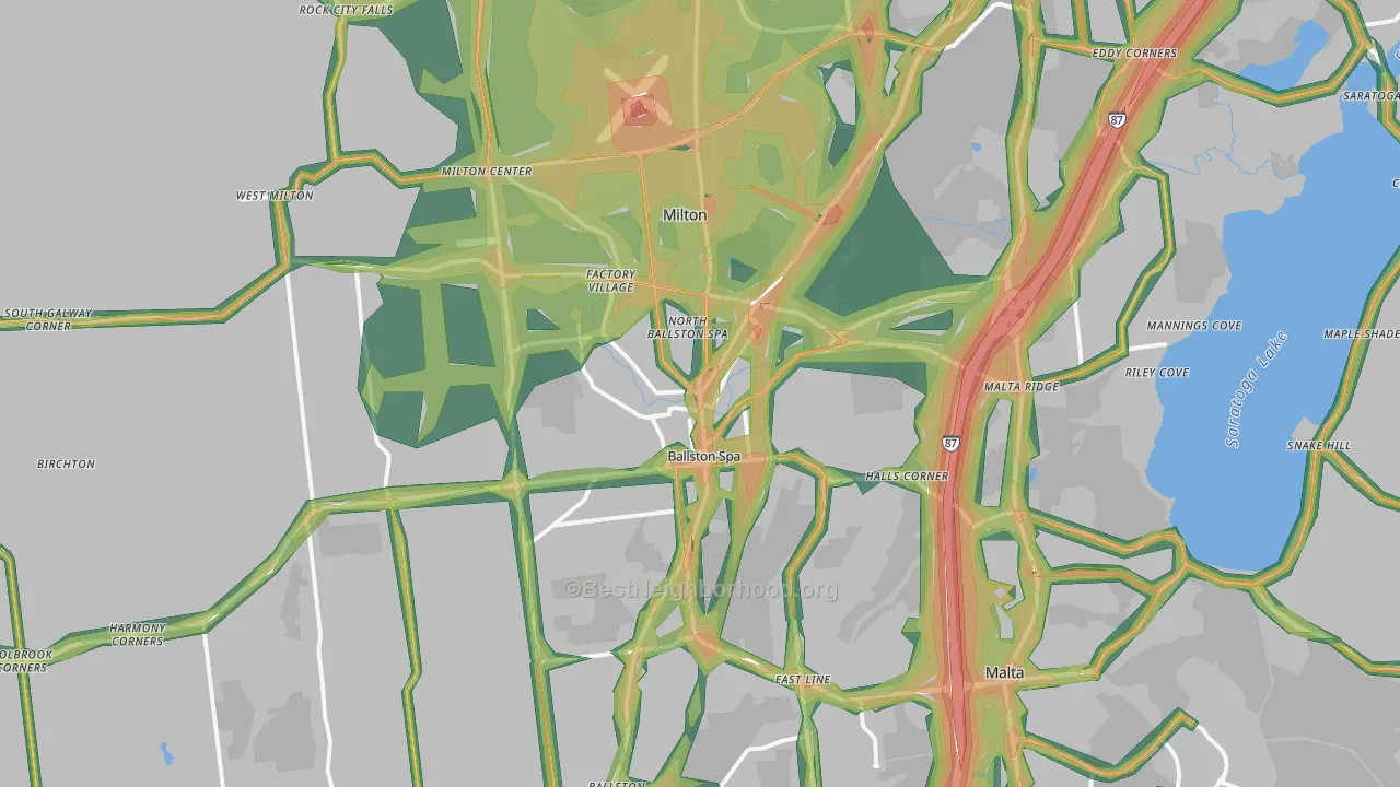Ballston Spa, NY Map of Noise Levels in Ballston Spa