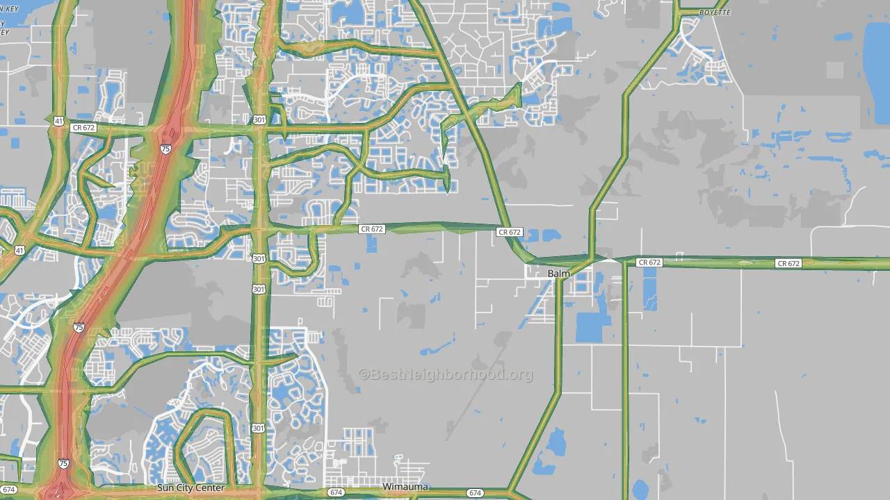 Balm, FL Map of Noise Levels in Balm