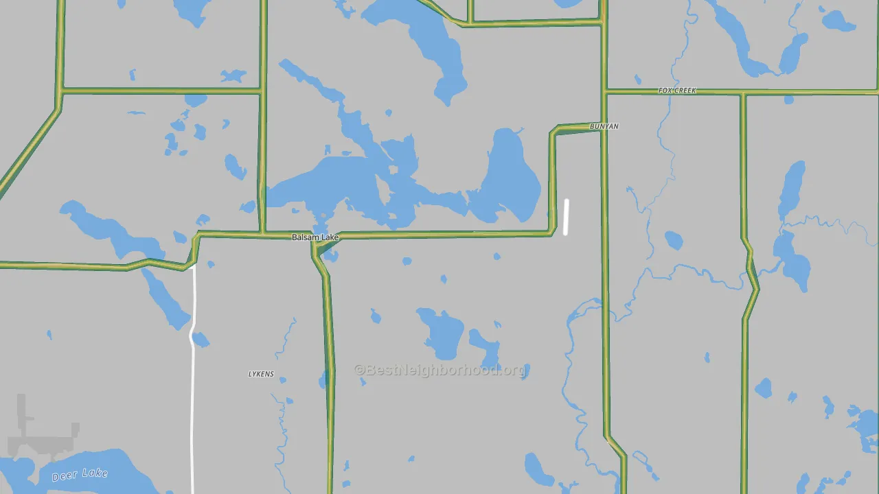 Balsam Lake, WI Map of Noise Levels in Balsam Lake