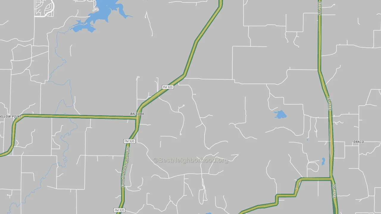 Balsora, TX Map of Noise Levels in Balsora