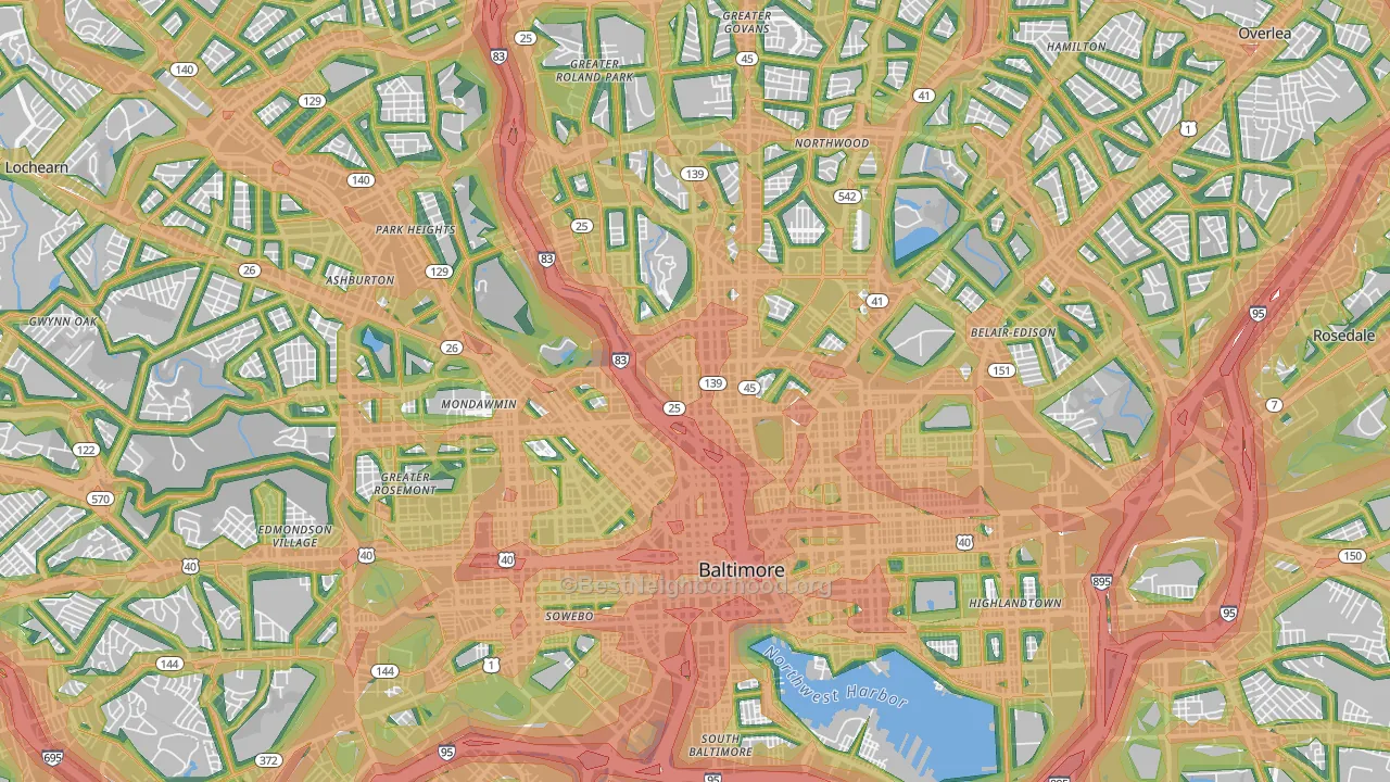 Baltimore City, MD Map of Noise Levels in Baltimore City
