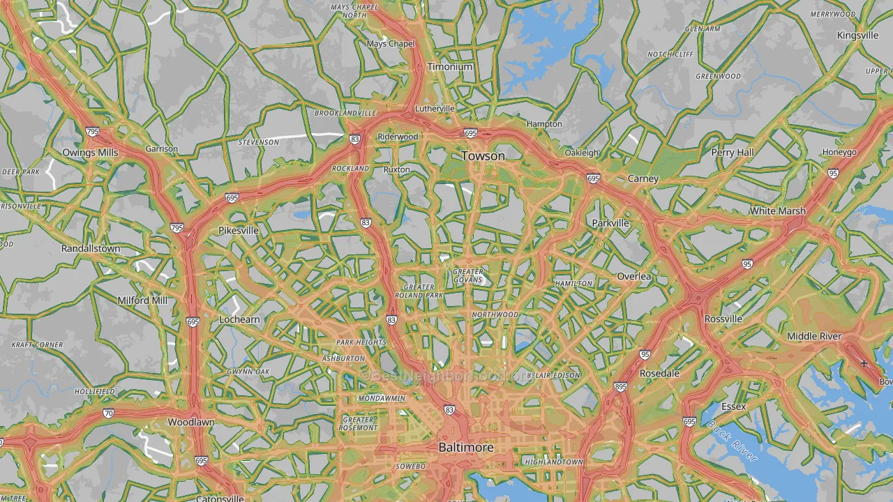 Baltimore County, MD Map of Noise Levels in Baltimore County