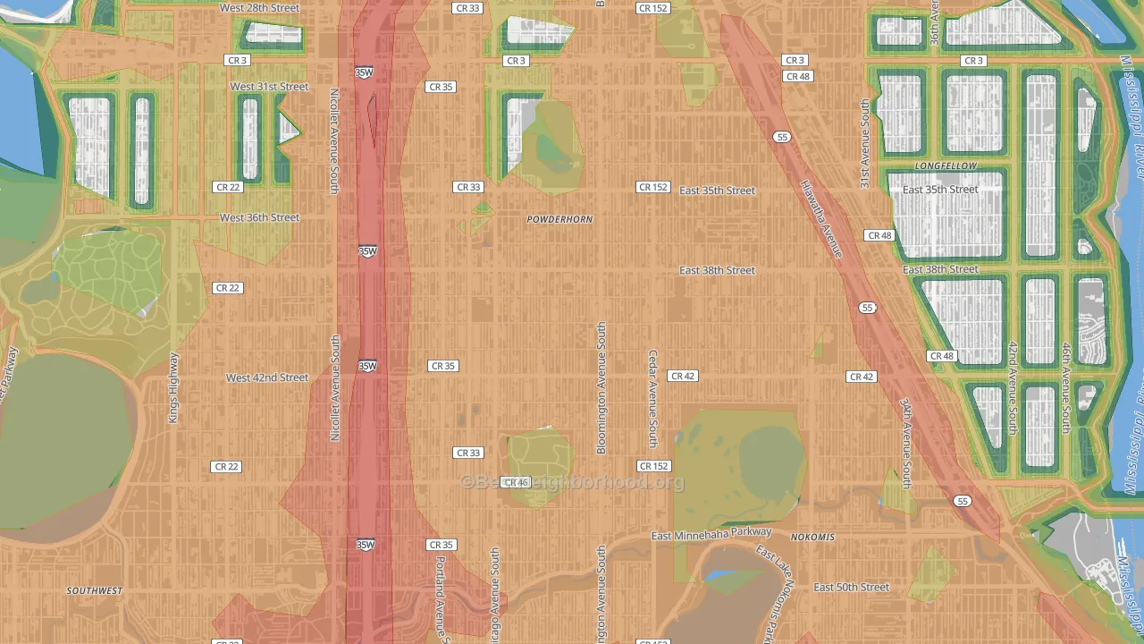 Bancroft, Minneapolis, MN Map of Noise Levels in Bancroft