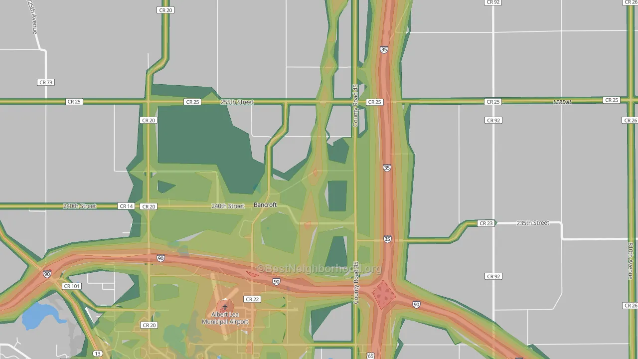 Bancroft, MN Map of Noise Levels in Bancroft