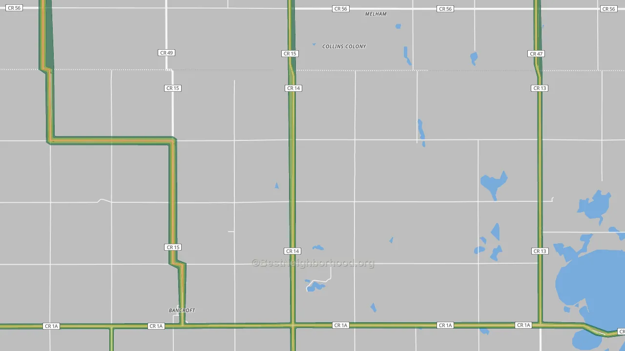 Bancroft, SD Map of Noise Levels in Bancroft
