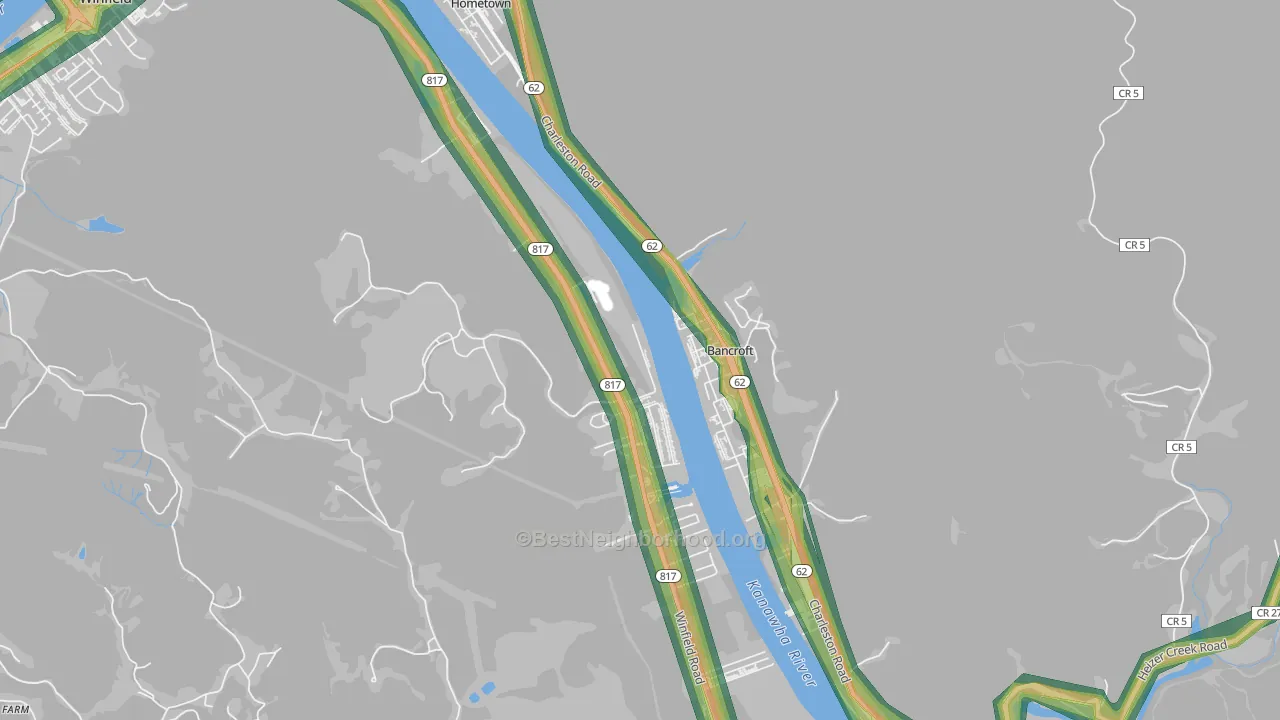 Bancroft, WV Map of Noise Levels in Bancroft