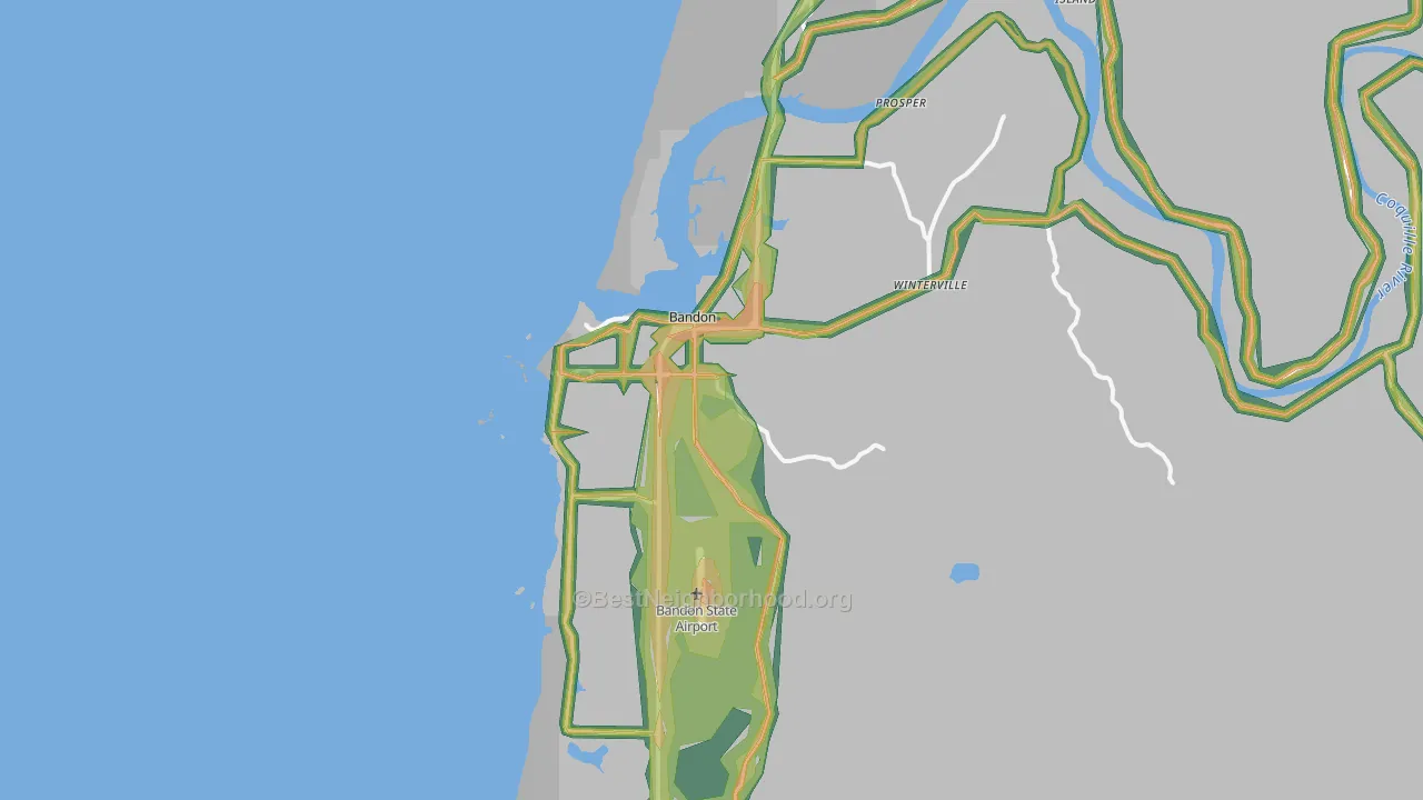 Bandon, OR Map of Noise Levels in Bandon
