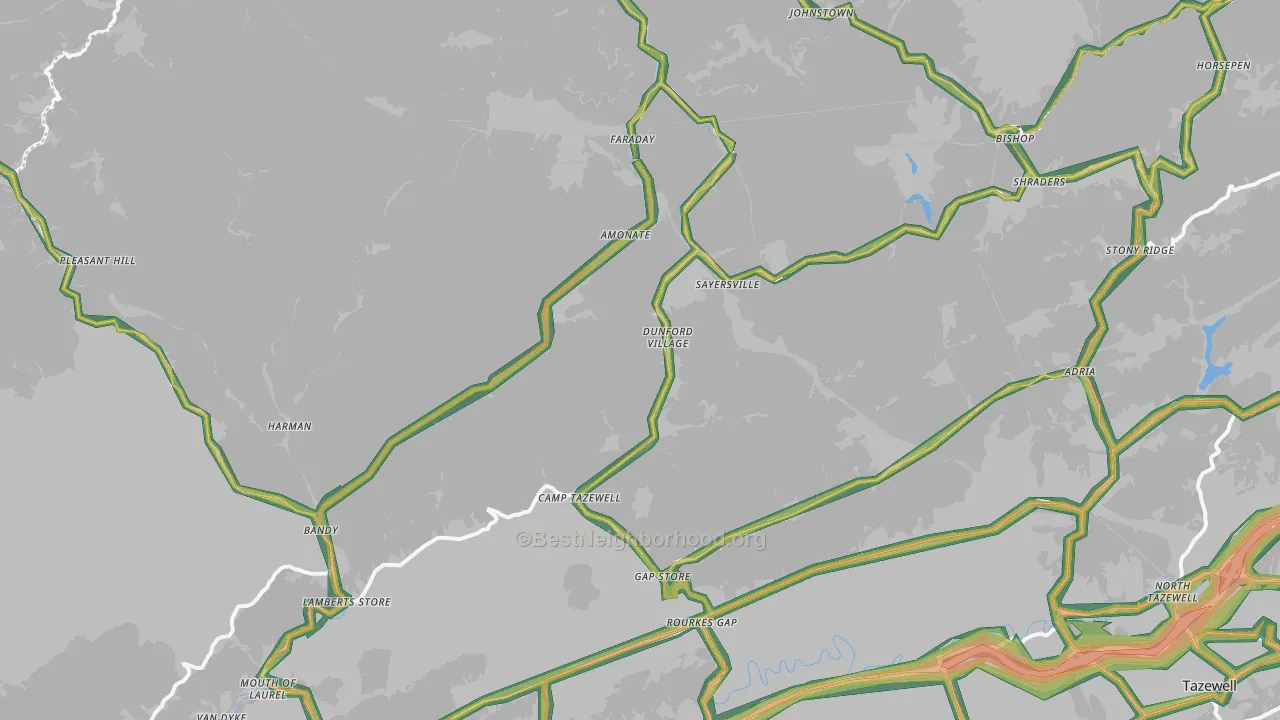 Bandy, VA Map of Noise Levels in Bandy