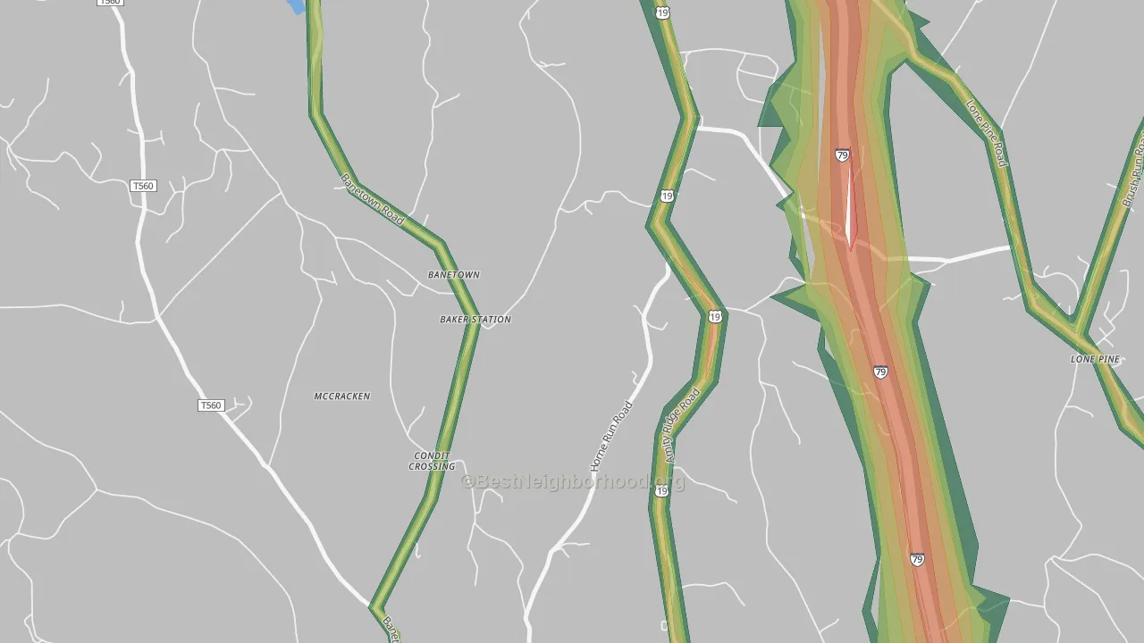 Banetown, PA Map of Noise Levels in Banetown