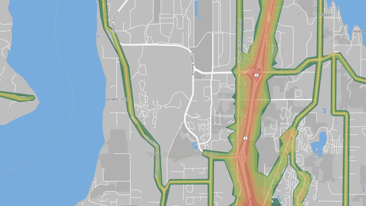 Bangor Base, WA Map of Noise Levels in Bangor Base
