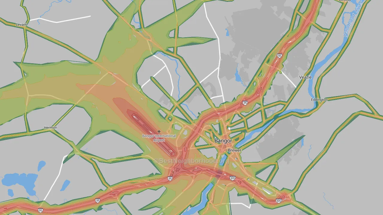 Bangor, ME Map of Noise Levels in Bangor