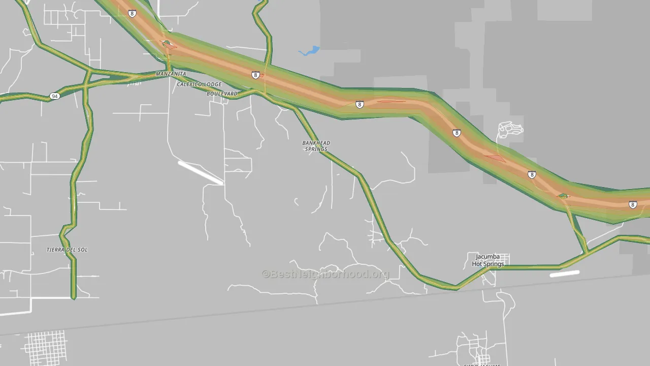 Bankhead Springs, CA Map of Noise Levels in Bankhead Springs