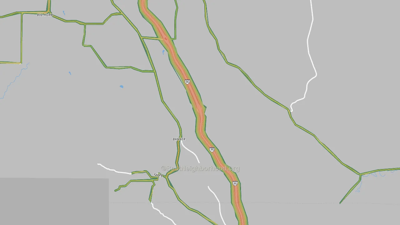 Banner, WY Map of Noise Levels in Banner