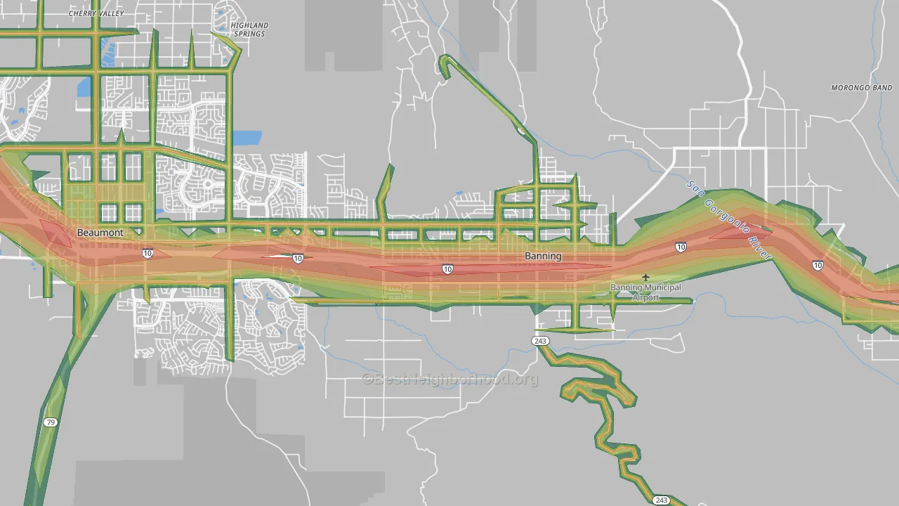 Banning, CA Map of Noise Levels in Banning