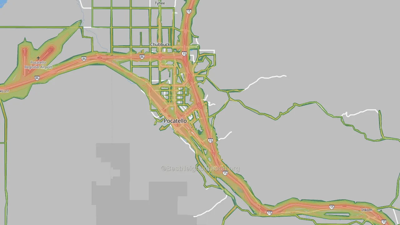 Bannock County, ID Map of Noise Levels in Bannock County