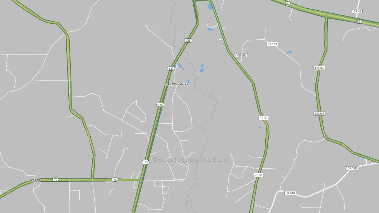 Bannockburn, GA Map of Noise Levels in Bannockburn