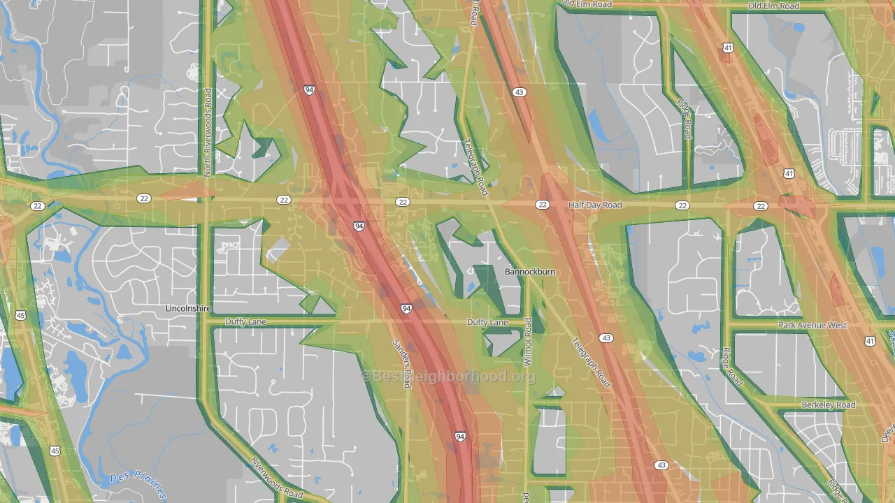 Bannockburn, IL Map of Noise Levels in Bannockburn