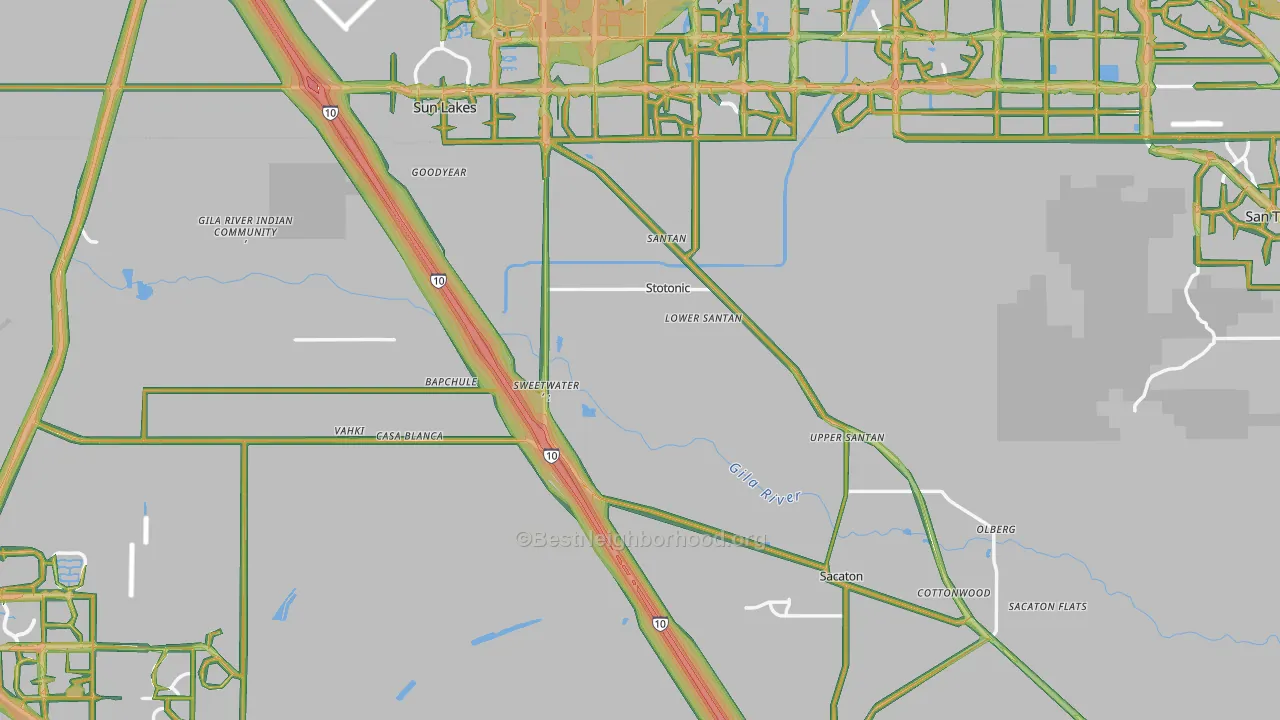 Bapchule, AZ Map of Noise Levels in Bapchule