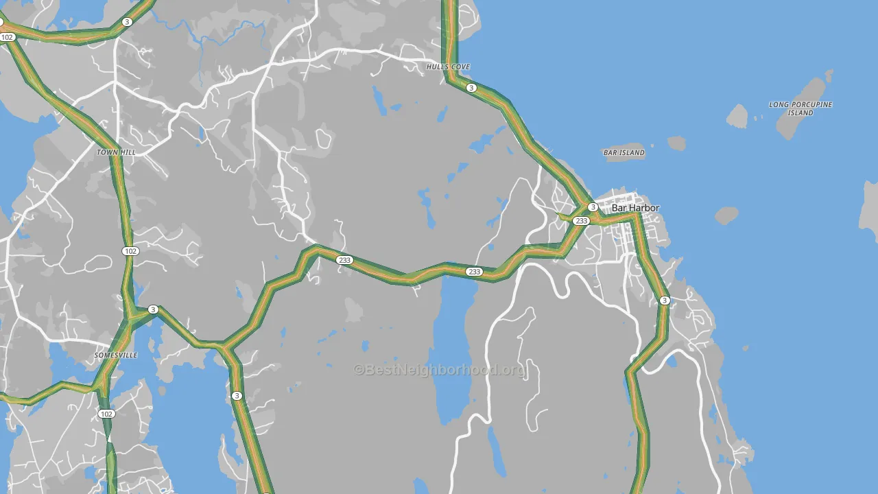 Bar Harbor, ME Map of Noise Levels in Bar Harbor