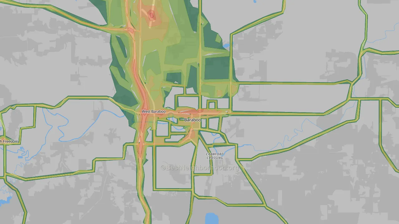 Baraboo, WI Map of Noise Levels in Baraboo