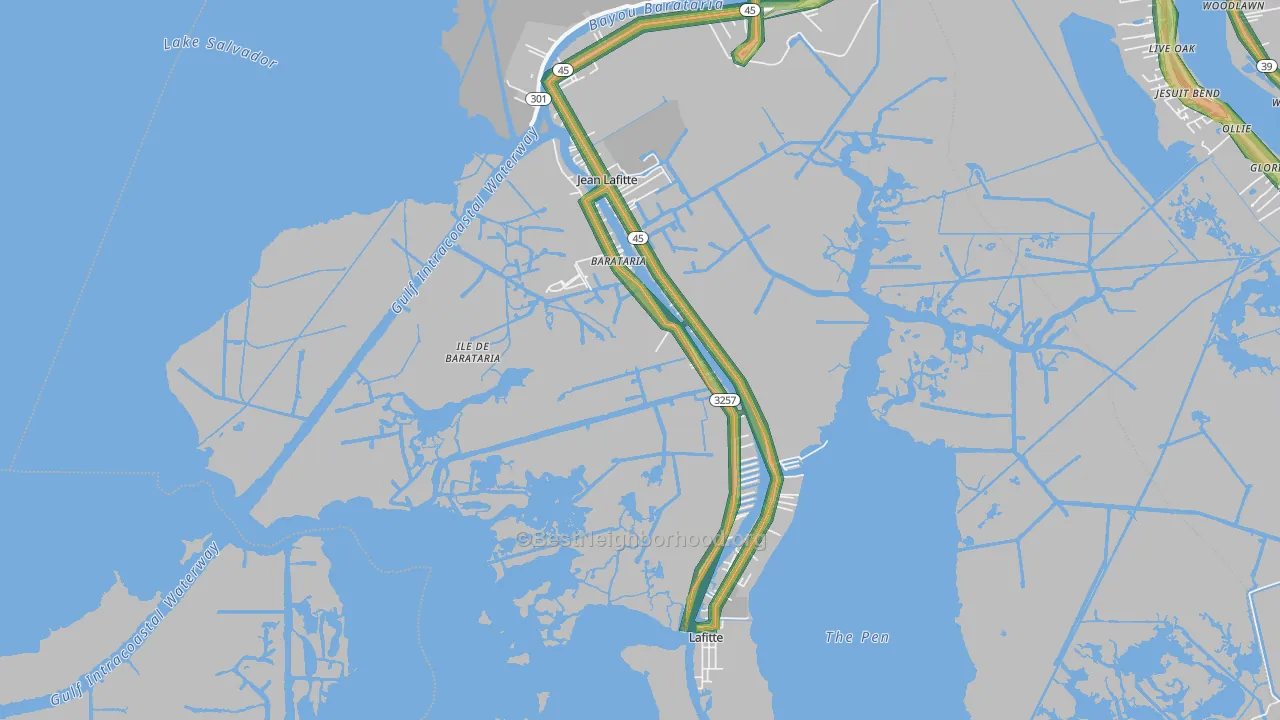 Barataria, LA Map of Noise Levels in Barataria