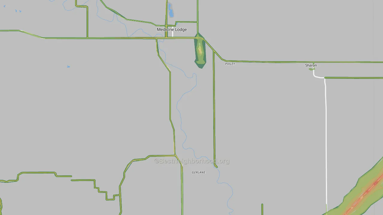 Barber County, KS Map of Noise Levels in Barber County