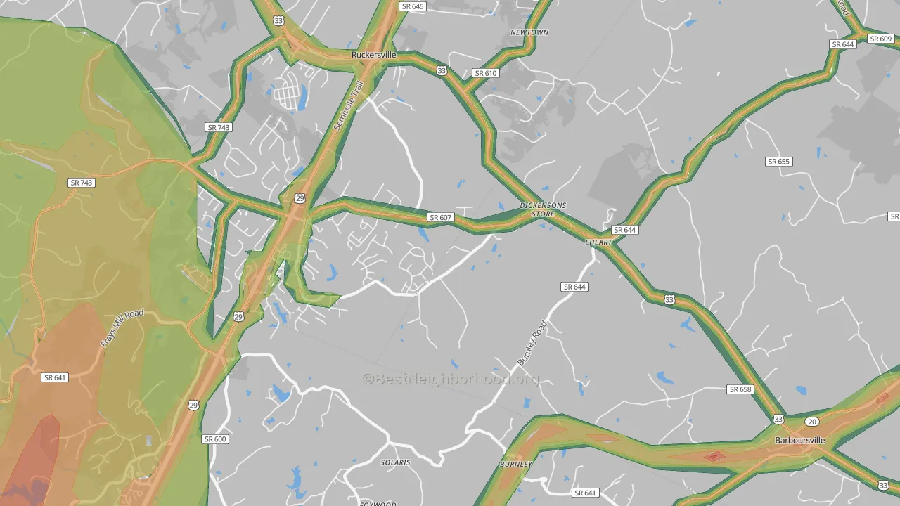 Barboursville, VA Map of Noise Levels in Barboursville