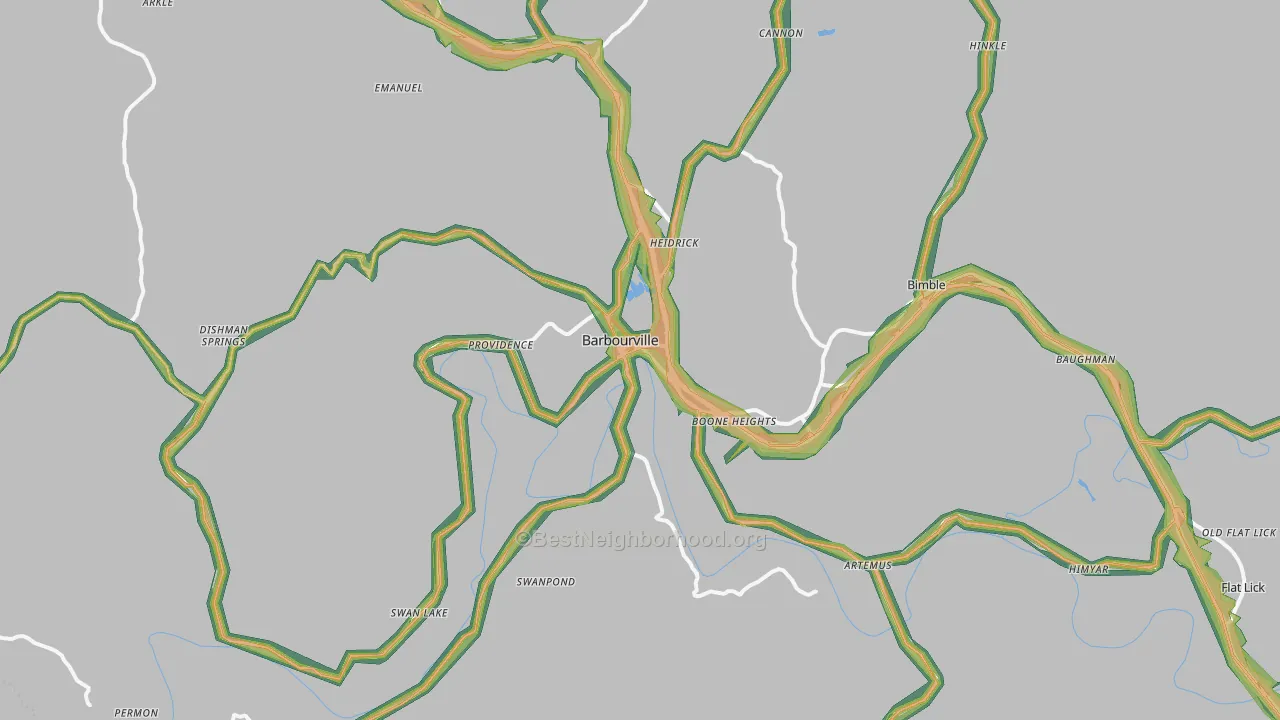 Barbourville, KY Map of Noise Levels in Barbourville