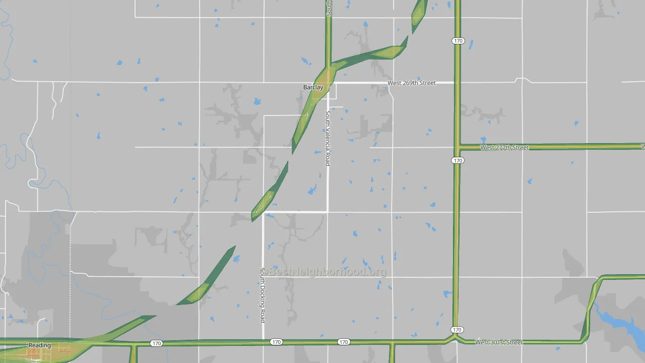 Barclay, KS Map of Noise Levels in Barclay