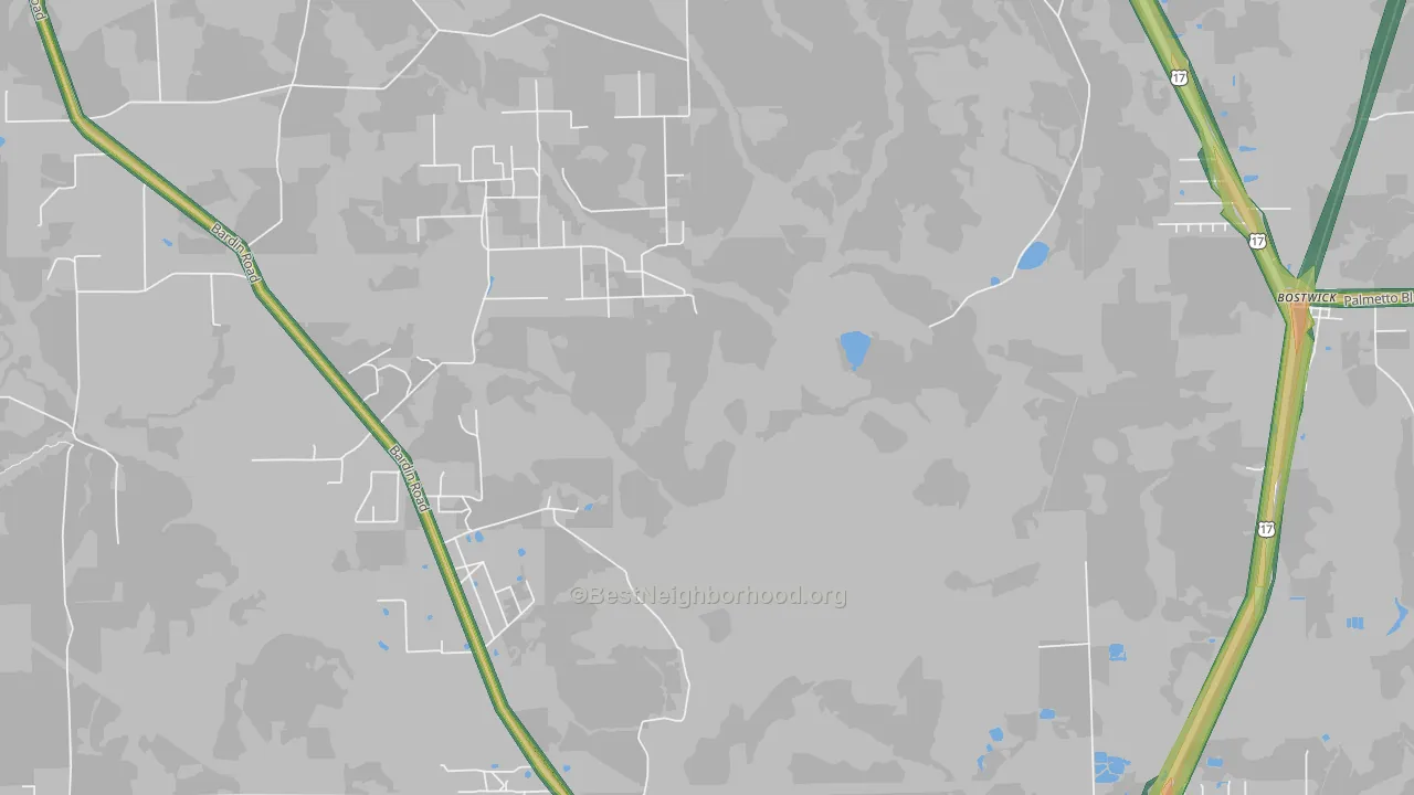 Bardin, FL Map of Noise Levels in Bardin