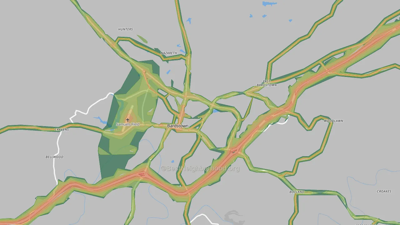 Bardstown, KY Map of Noise Levels in Bardstown
