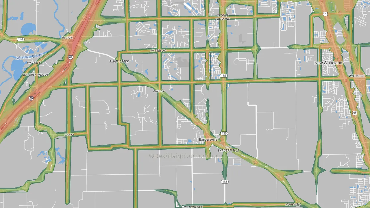 Bargersville, IN Map of Noise Levels in Bargersville