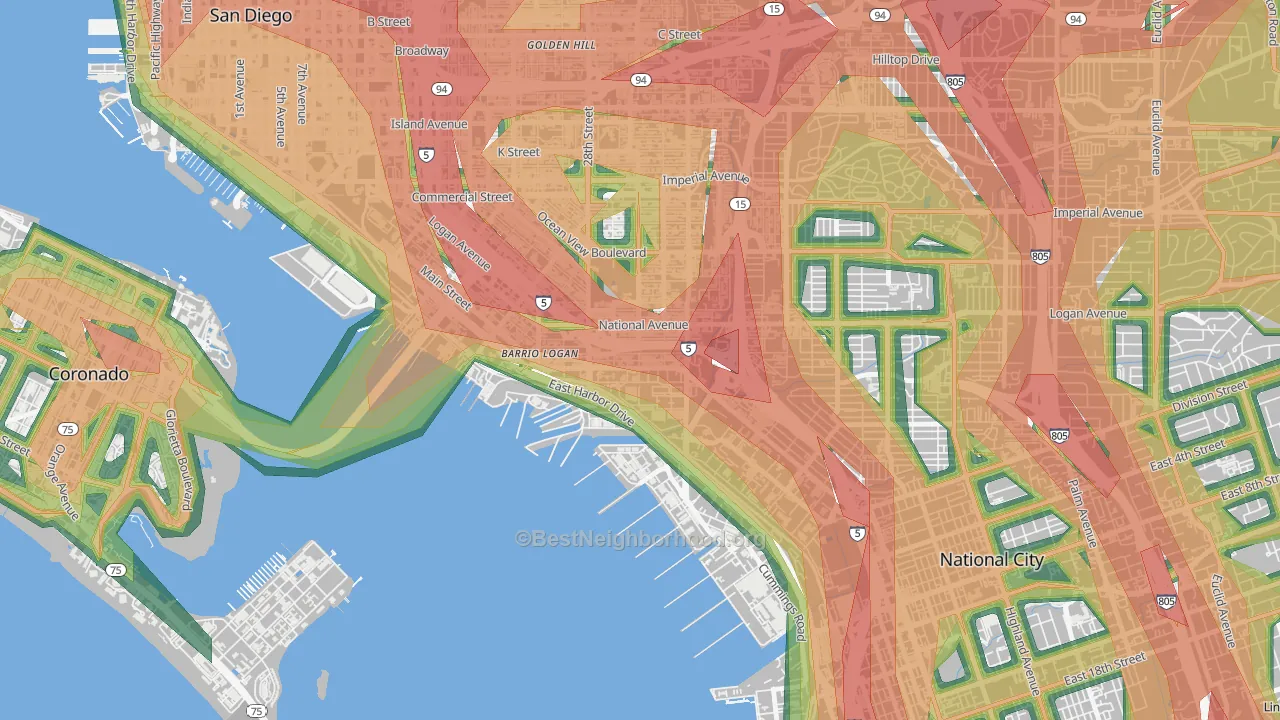 Bario Logan, San Diego, CA Map of Noise Levels in Bario Logan