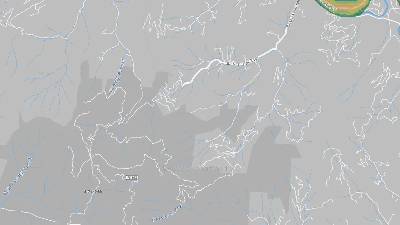Barkers Creek, NC Map of Noise Levels in Barkers Creek