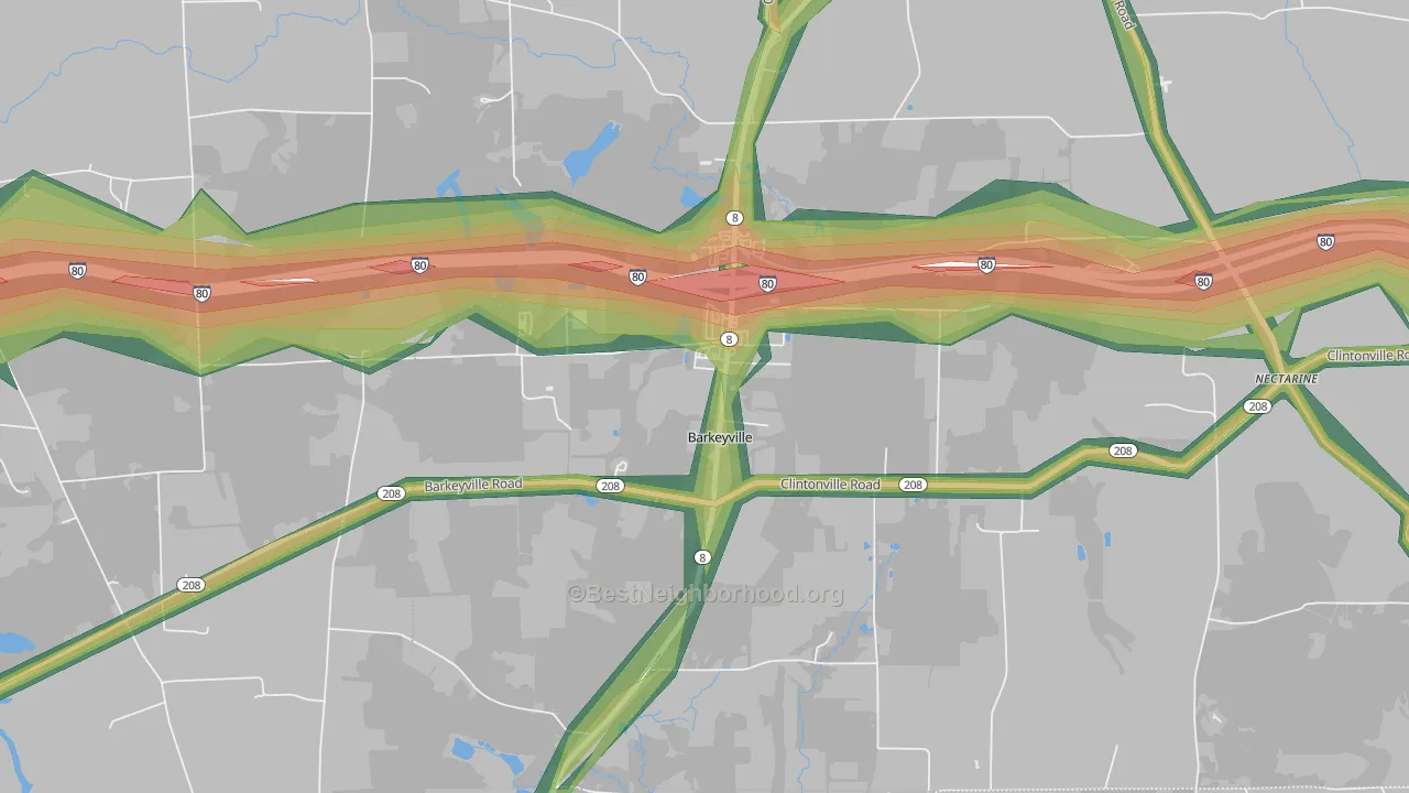 Barkeyville, PA Map of Noise Levels in Barkeyville
