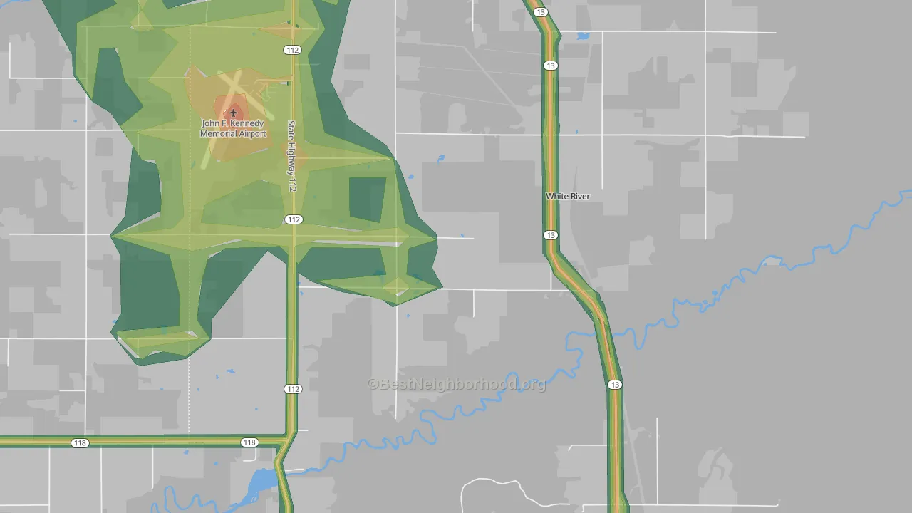 Barksdale, WI Map of Noise Levels in Barksdale