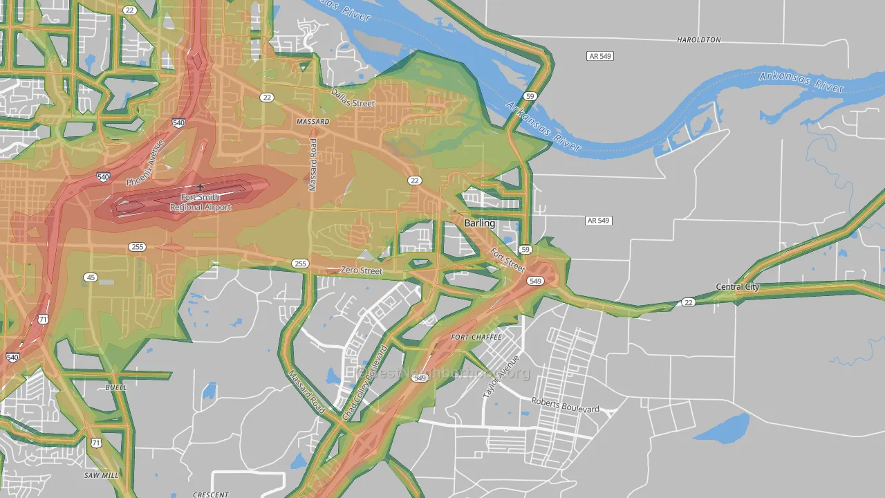 Barling, AR Map of Noise Levels in Barling