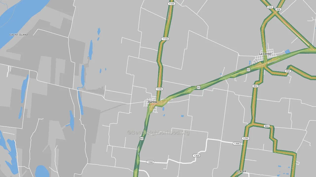 Barlow, KY Map of Noise Levels in Barlow