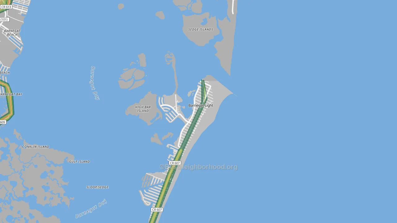 Barnegat Light, NJ Map of Noise Levels in Barnegat Light