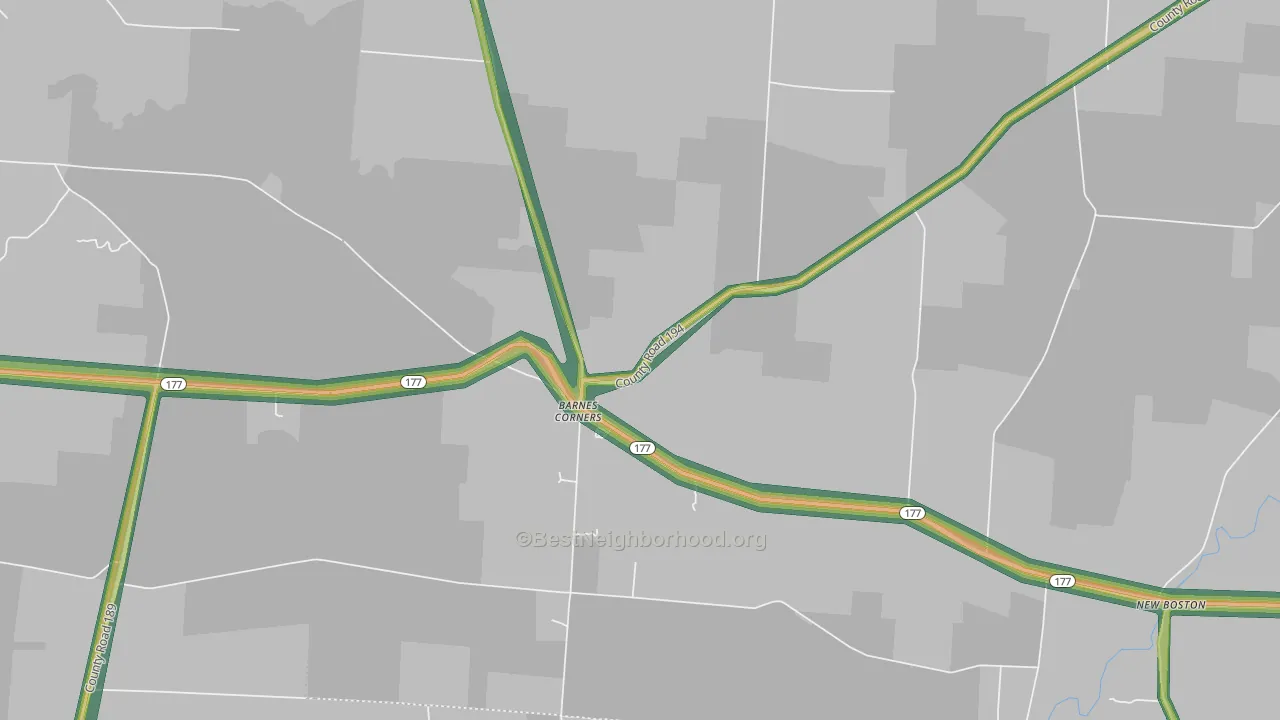 Barnes Corners, NY Map of Noise Levels in Barnes Corners