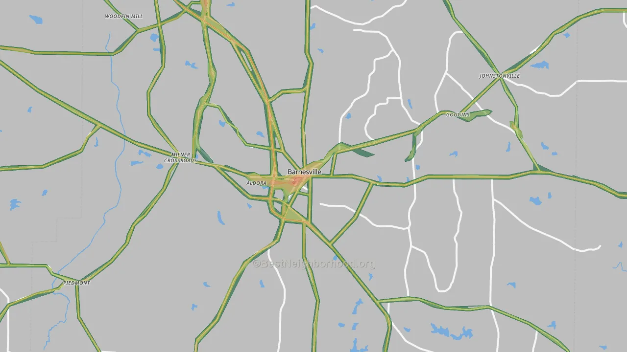 Barnesville, GA Map of Noise Levels in Barnesville