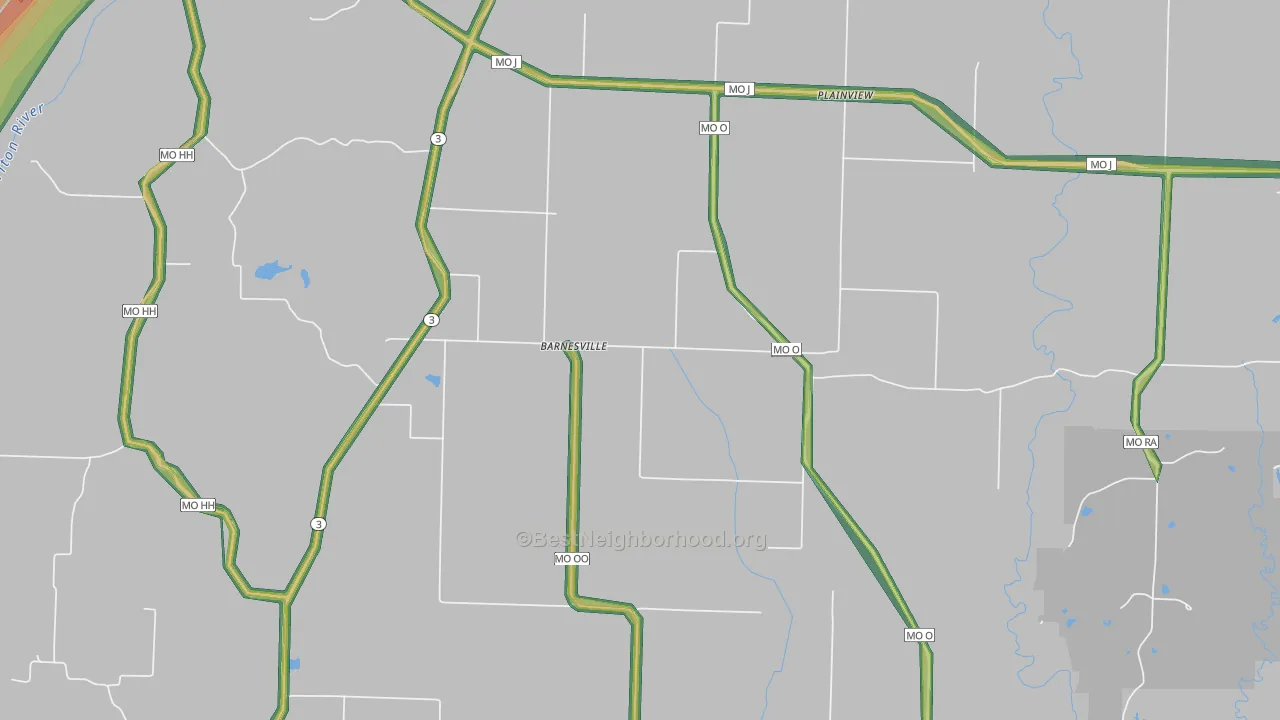 Barnesville, MO Map of Noise Levels in Barnesville